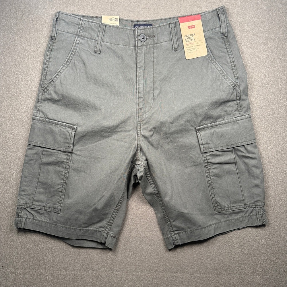 Levi's Carrier Cargo Shorts Mens 30 Grey Loose Fit 9" Inseam 100% Cotton 4546